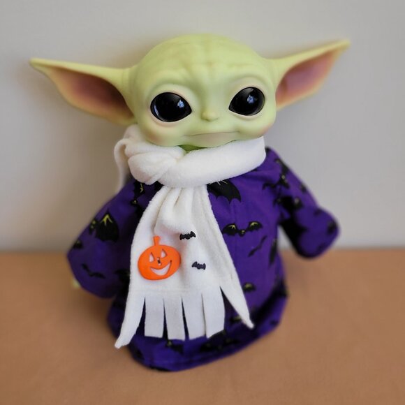Spooky Bats 2pc Halloween Outfit/scarf set for 11" Mattel Child Grogu Yoda dolls - Picture 2 of 5
